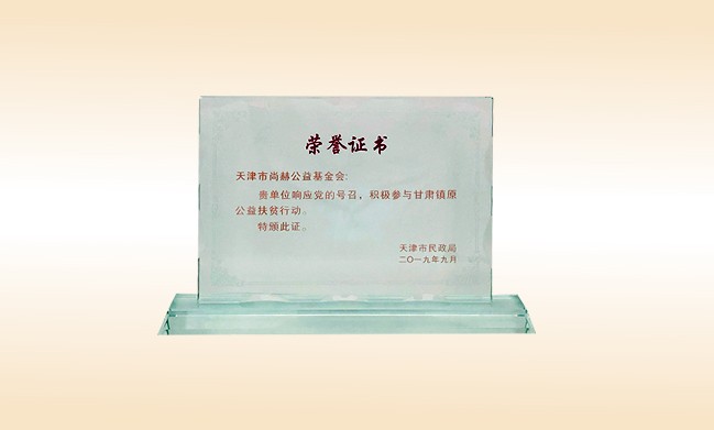 2019年9月-米兰在线公益基金会荣获-天津市民政局颁发的荣誉证书